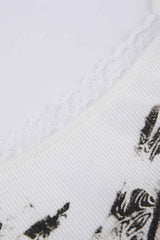 Butterfly Printed Lace Patchwork Cami Crop Top