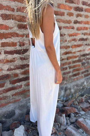 Arolora Button Closure Backless Loose Overalls