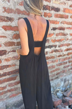 Arolora Button Closure Backless Loose Overalls