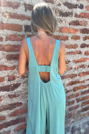 Arolora Button Closure Backless Loose Overalls