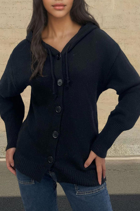 Arolora button-down-knit-hooded-cardigan