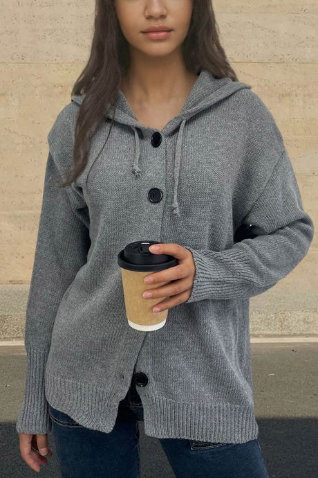 Arolora button-down-knit-hooded-cardigan