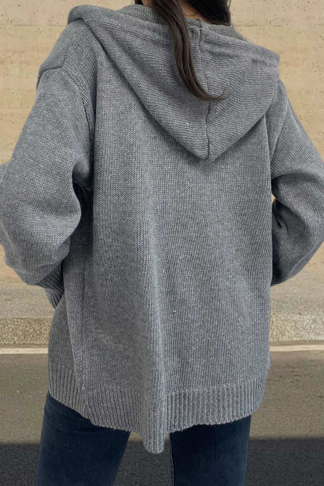 Arolora button-down-knit-hooded-cardigan