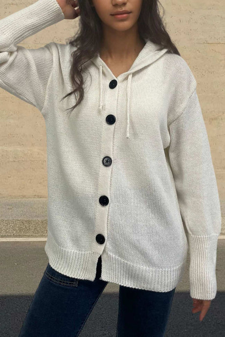 Arolora button-down-knit-hooded-cardigan