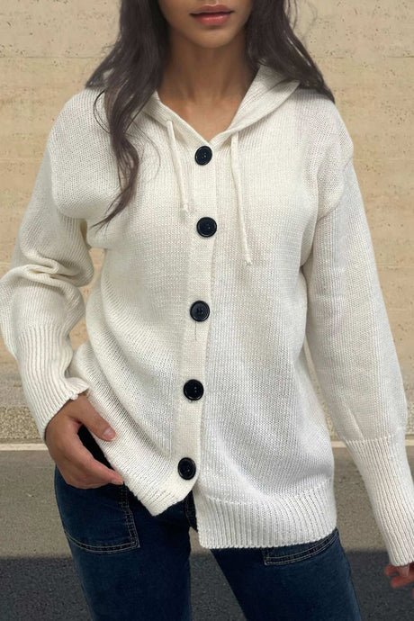 Arolora button-down-knit-hooded-cardigan