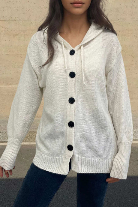 Arolora button-down-knit-hooded-cardigan