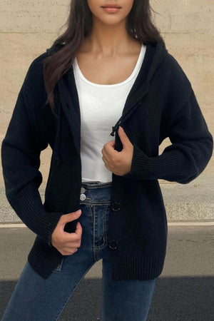 Arolora button-down-knit-hooded-cardigan