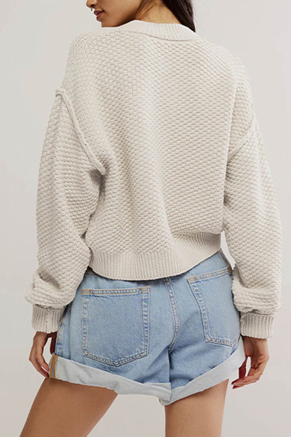 Arolora button-down-long-sleeve-crop-cardigan