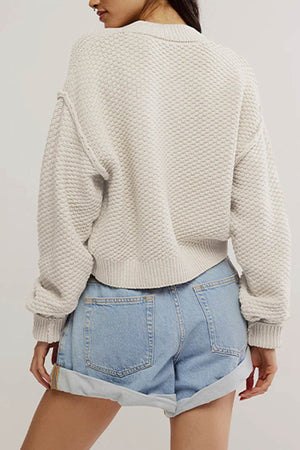 Arolora button-down-long-sleeve-crop-cardigan