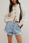 Arolora button-down-long-sleeve-crop-cardigan