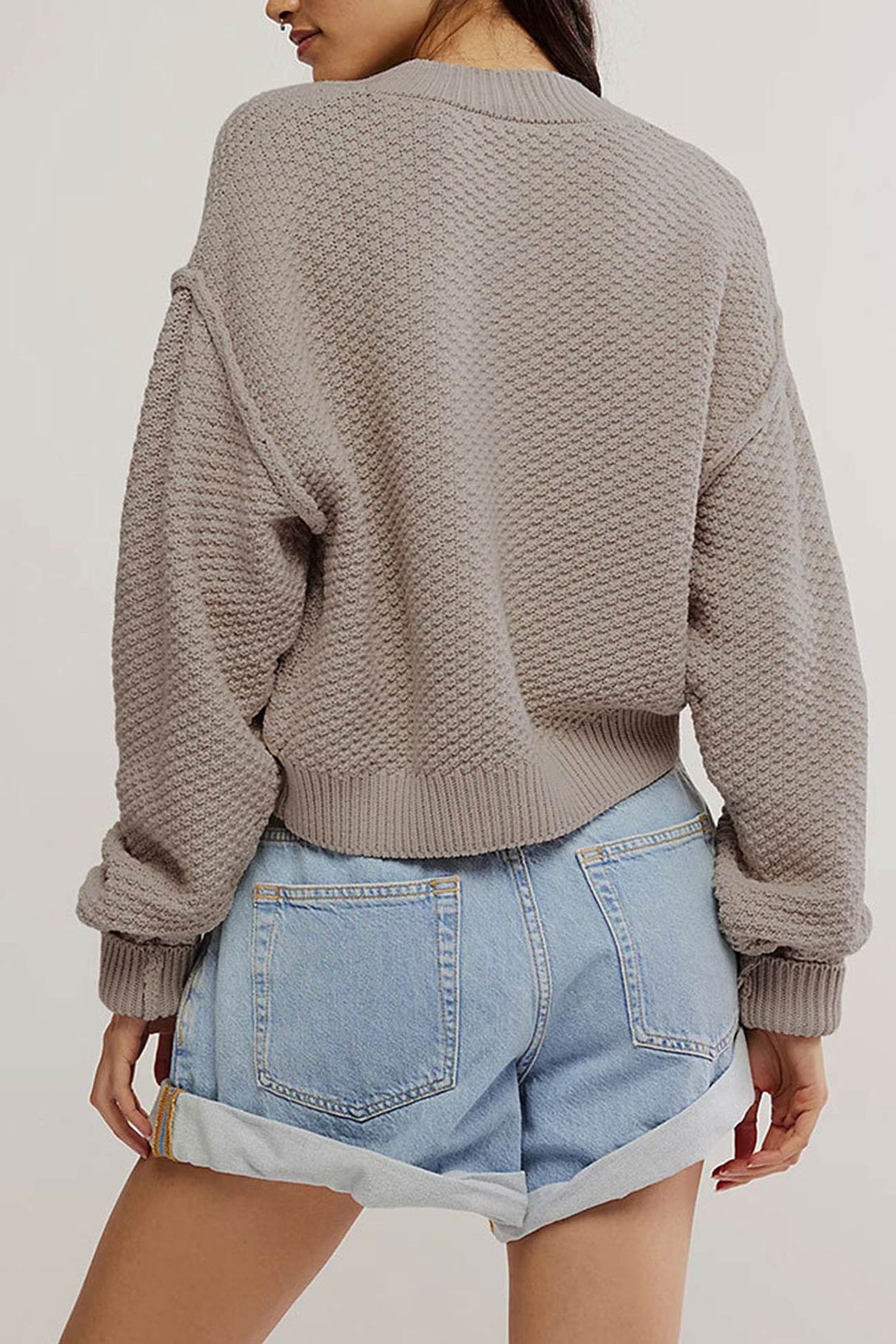 Arolora button-down-long-sleeve-crop-cardigan