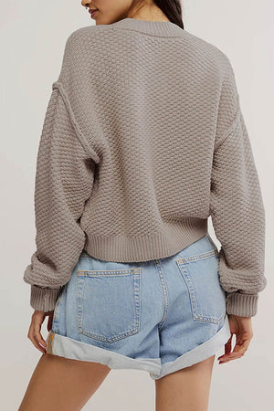 Arolora button-down-long-sleeve-crop-cardigan