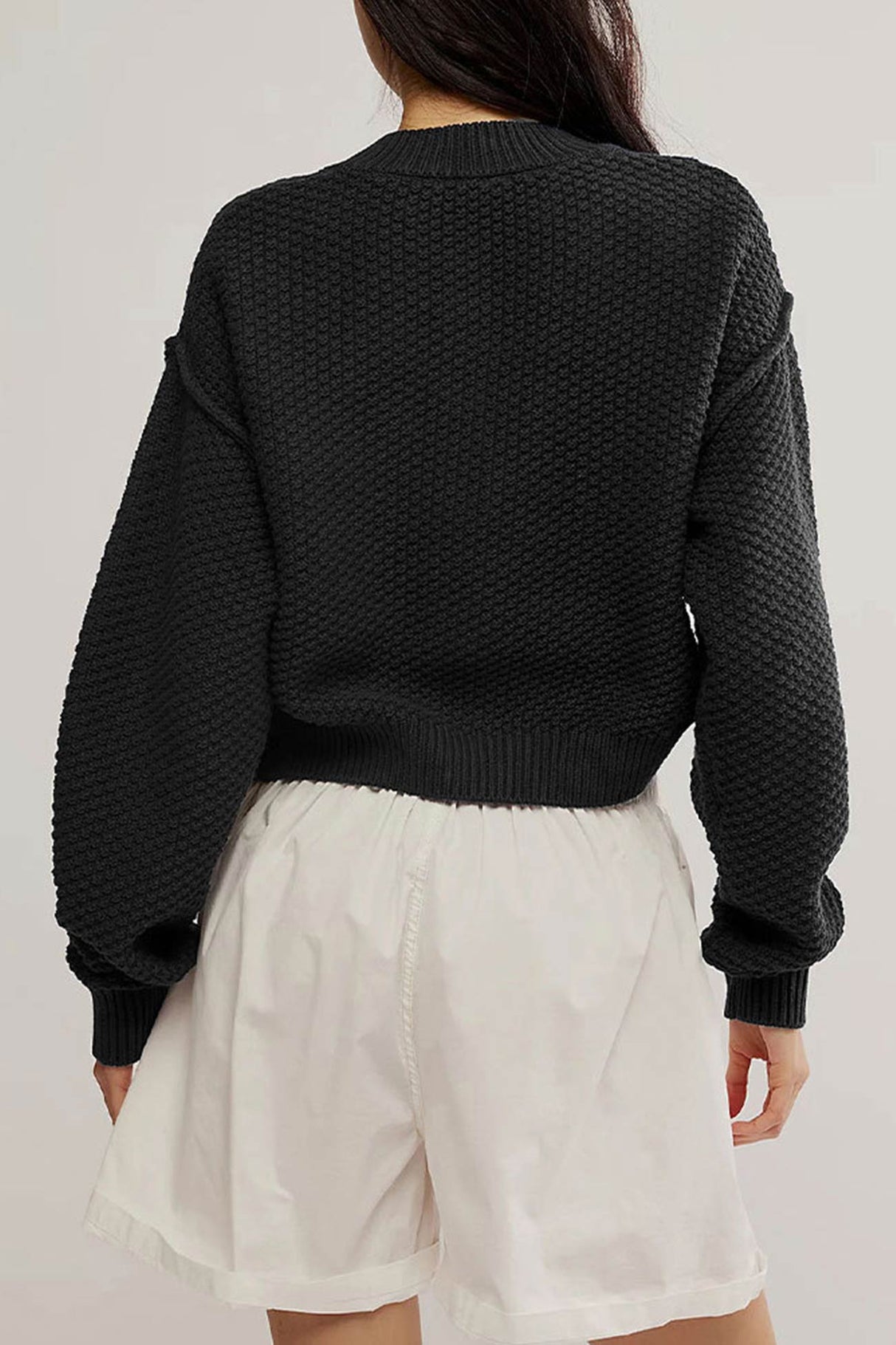 Arolora button-down-long-sleeve-crop-cardigan