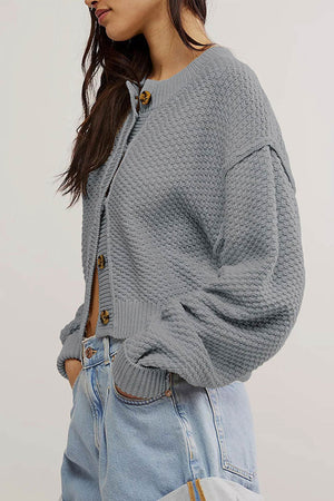 Arolora button-down-long-sleeve-crop-cardigan