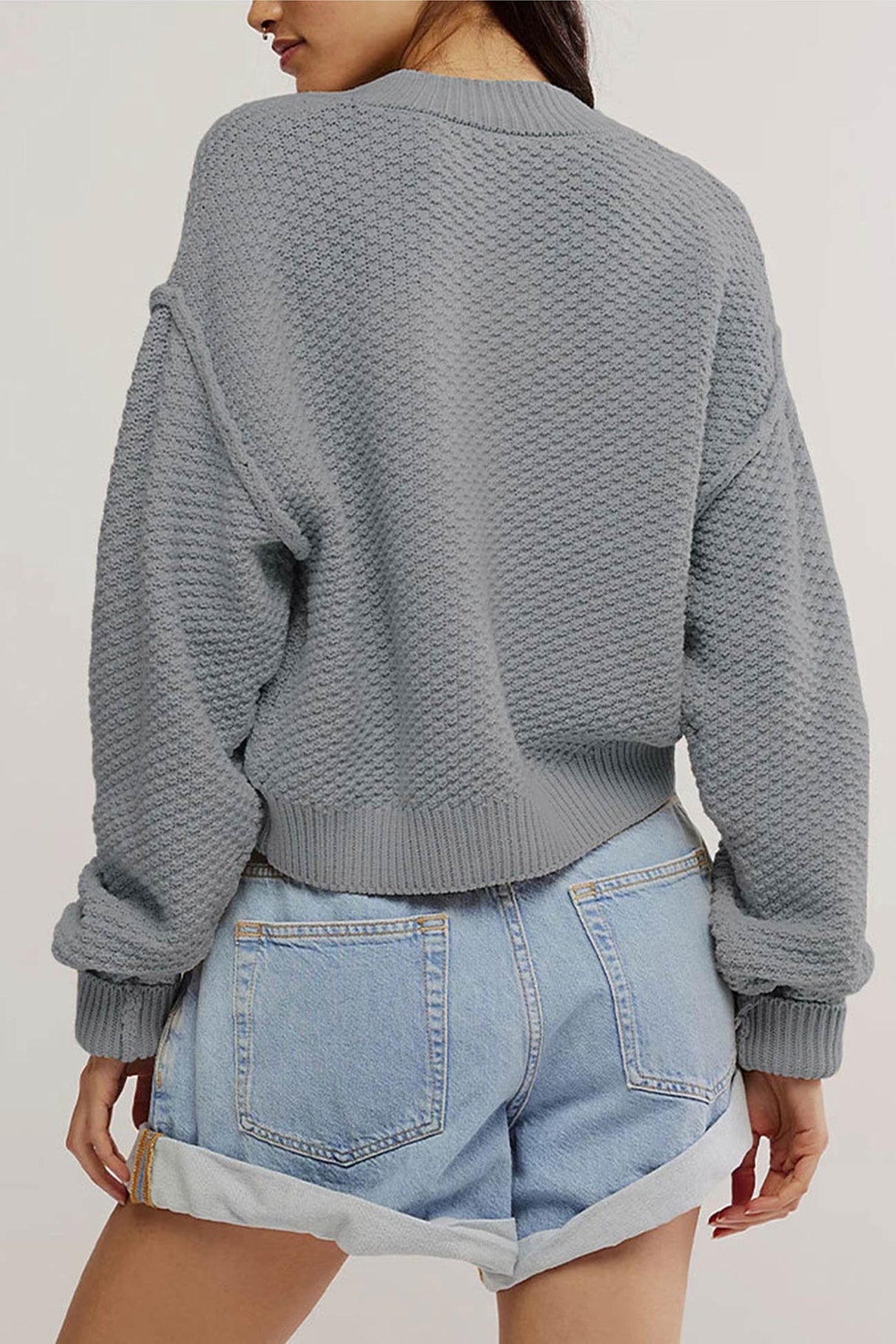 Arolora button-down-long-sleeve-crop-cardigan