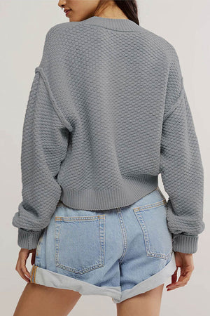 Arolora button-down-long-sleeve-crop-cardigan