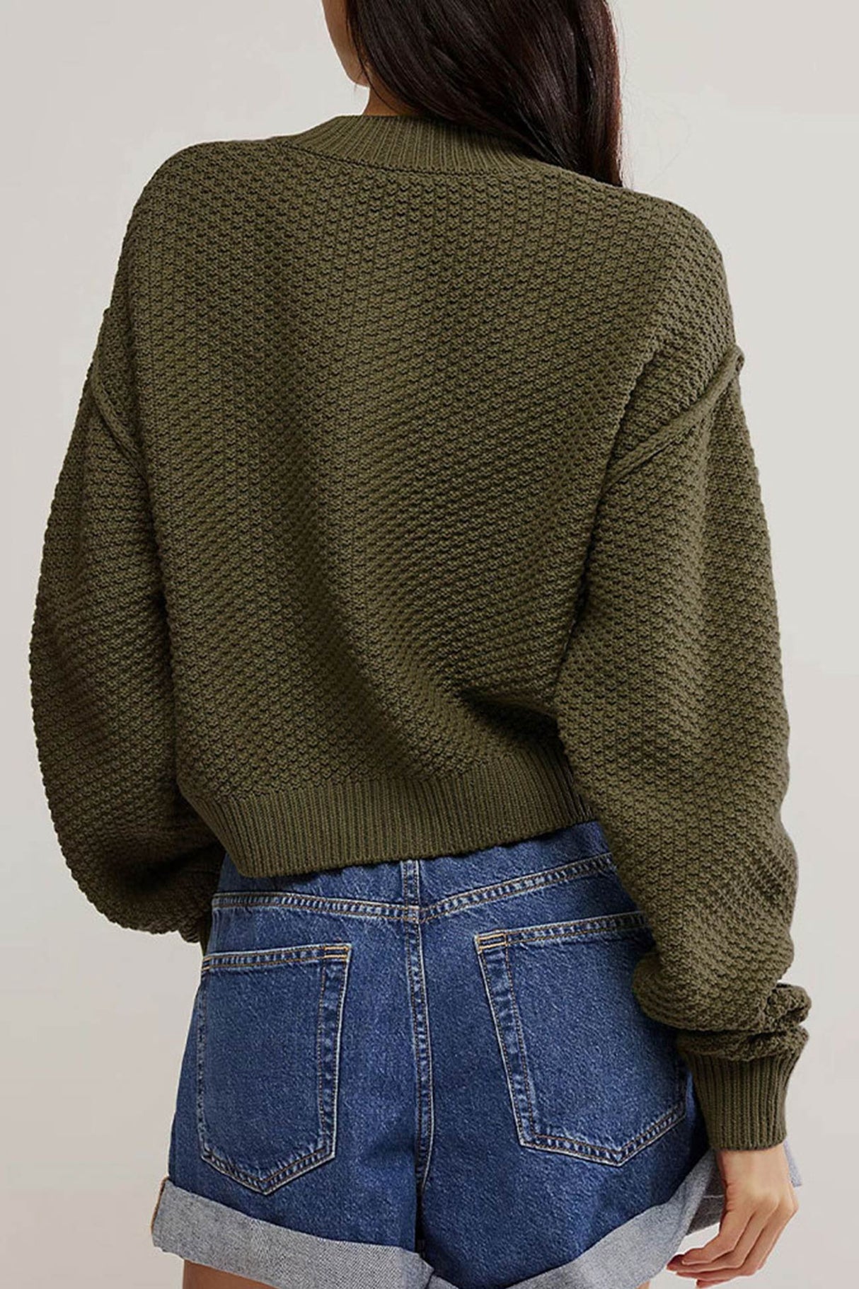 Arolora button-down-long-sleeve-crop-cardigan