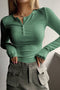 Arolora button-down-slim-fit-ribbed-tops