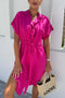 Arolora Button Down Short Sleeve Waist Tie Shirt Dress