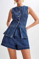 Arolora button-down-tank-tops-shorts-denim-set