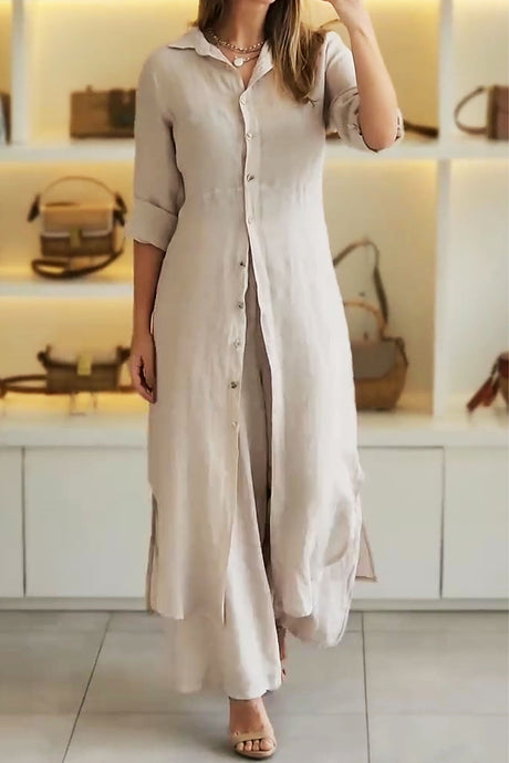 Button Long Shirts Long Pants Two-piece Suit