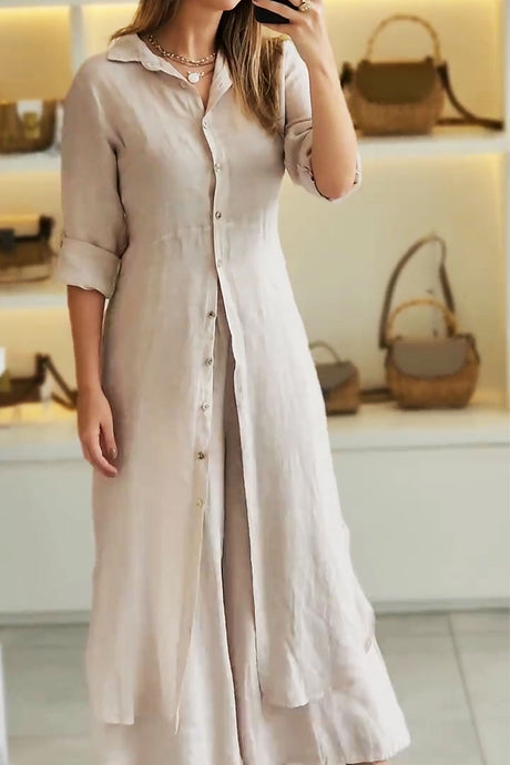 Button Long Shirts Long Pants Two-piece Suit