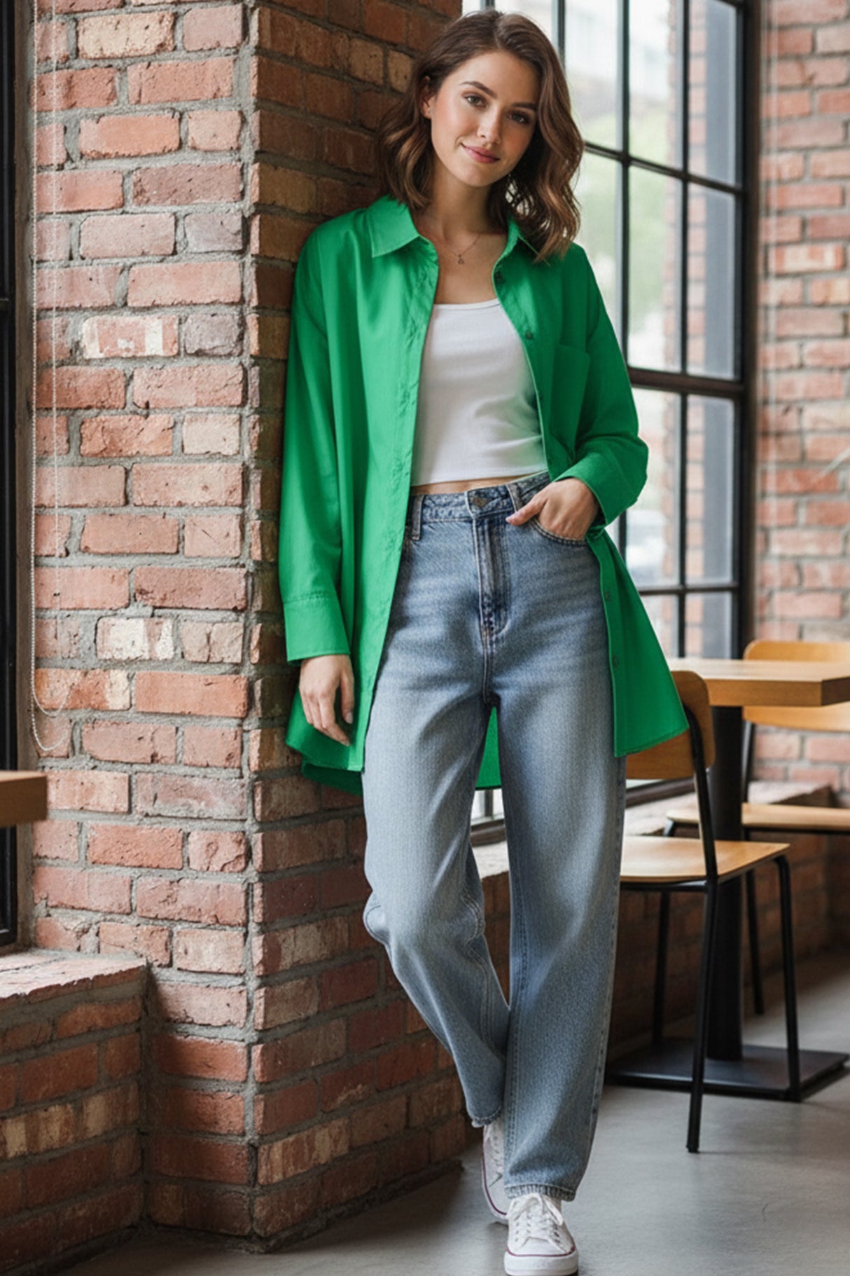 Candy Color Mid-length Cotton Blouse