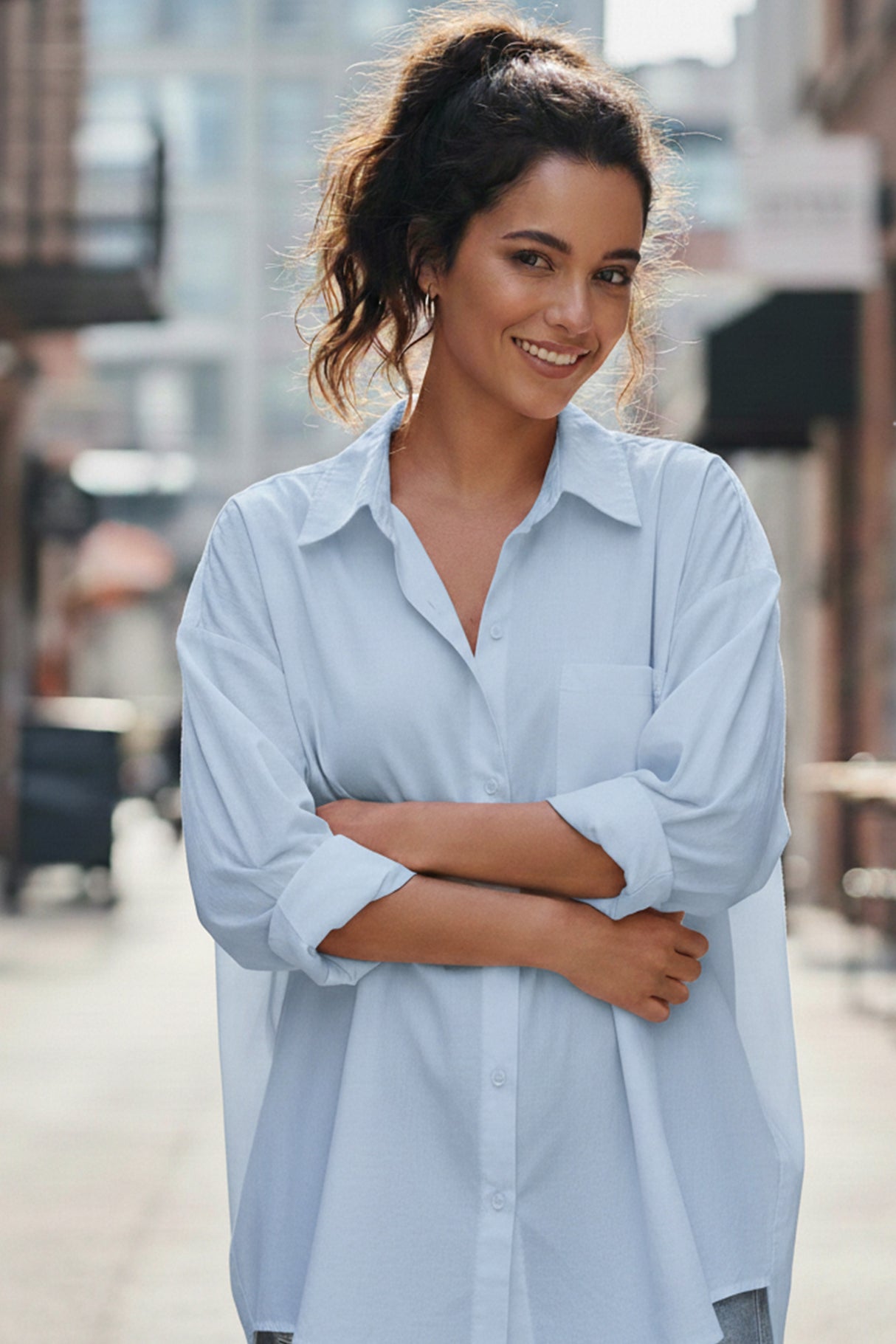 Candy Color Mid-length Cotton Blouse