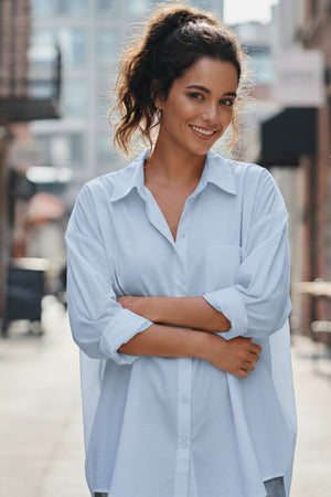 Candy Color Mid-length Cotton Blouse