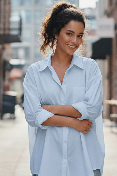 Candy Color Mid-length Cotton Blouse