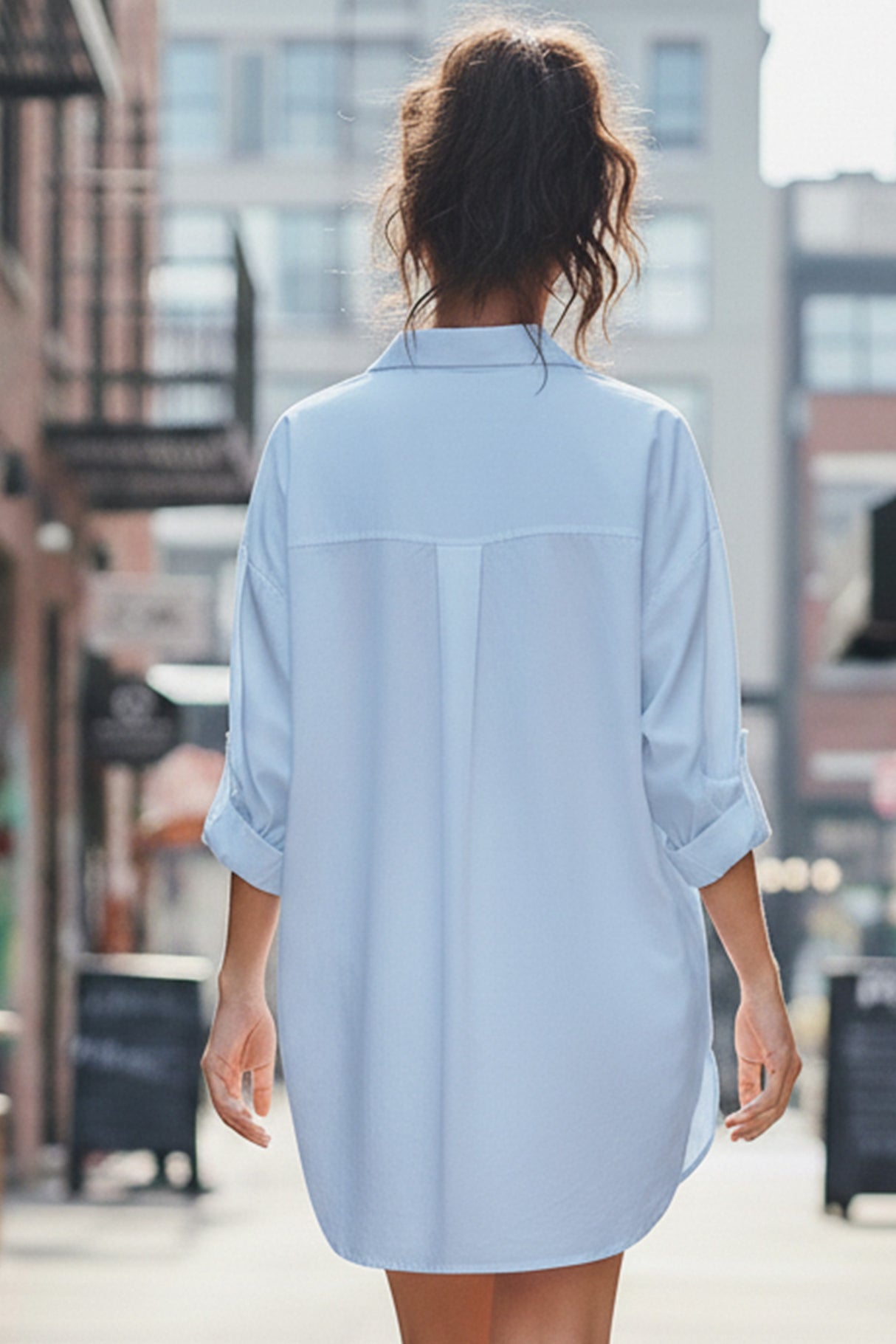 Candy Color Mid-length Cotton Blouse