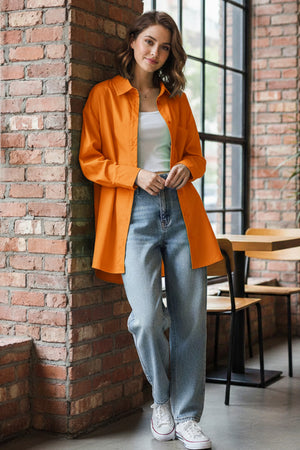 Candy Color Mid-length Cotton Blouse