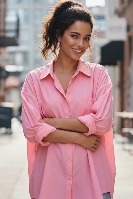 Candy Color Mid-length Cotton Blouse