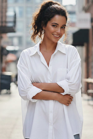 Candy Color Mid-length Cotton Blouse