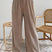 Arolora casual-solid-color-elastic-waist-wide-leg-long-pants