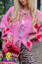 Cherry Jacquard Tie-up Cardigan