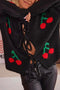 Cherry Jacquard Tie-up Cardigan