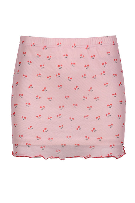 Arolora cherry-printed-mesh-mini-skirt