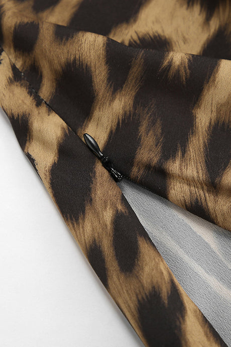 Arolora chiffon-leopard-print-fishtail-midi-skirt