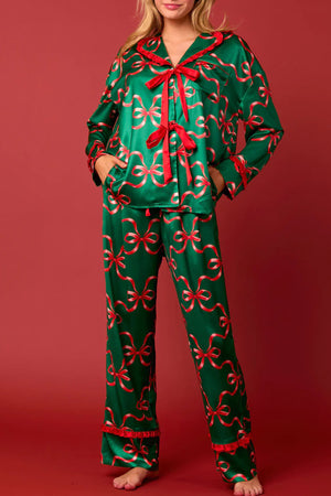 Christmas Bow-tie Long Sleeve Pajama Sets