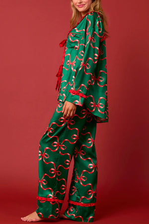 Christmas Bow-tie Long Sleeve Pajama Sets