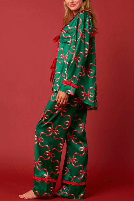 Christmas Bow-tie Long Sleeve Pajama Sets