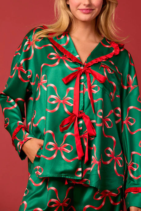 Christmas Bow-tie Long Sleeve Pajama Sets