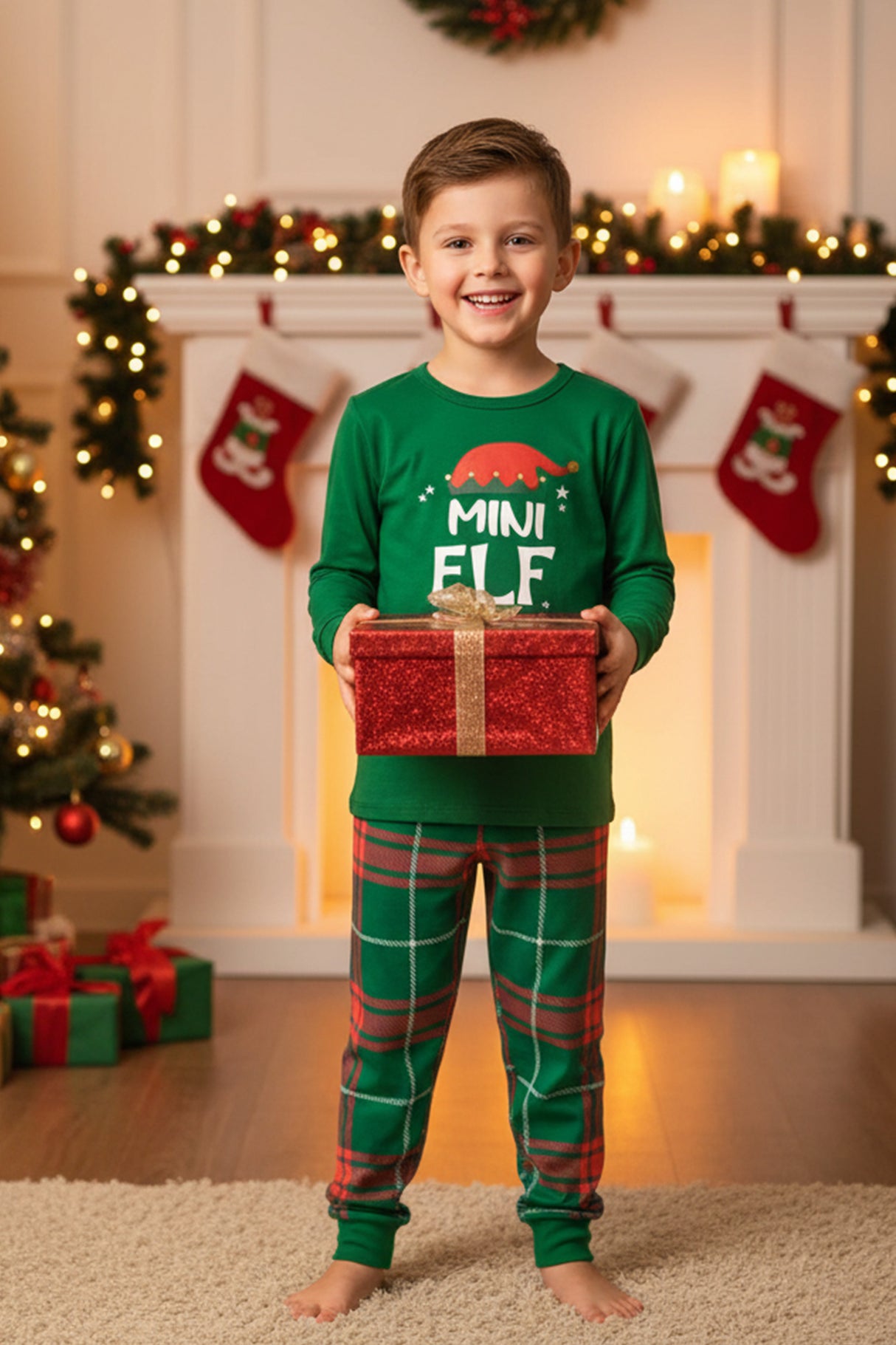 Christmas Elf Print Family Pajama Sets