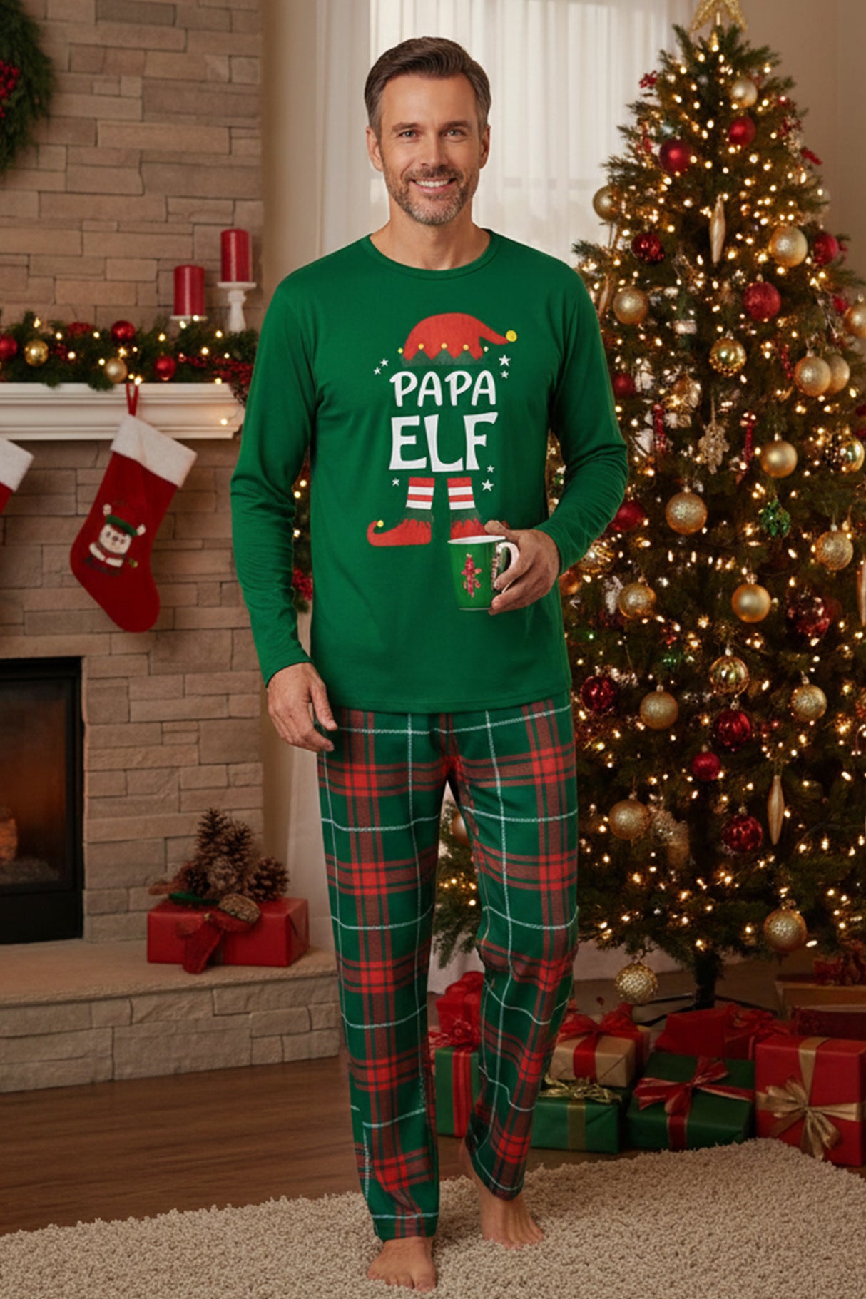 Christmas Elf Print Family Pajama Sets