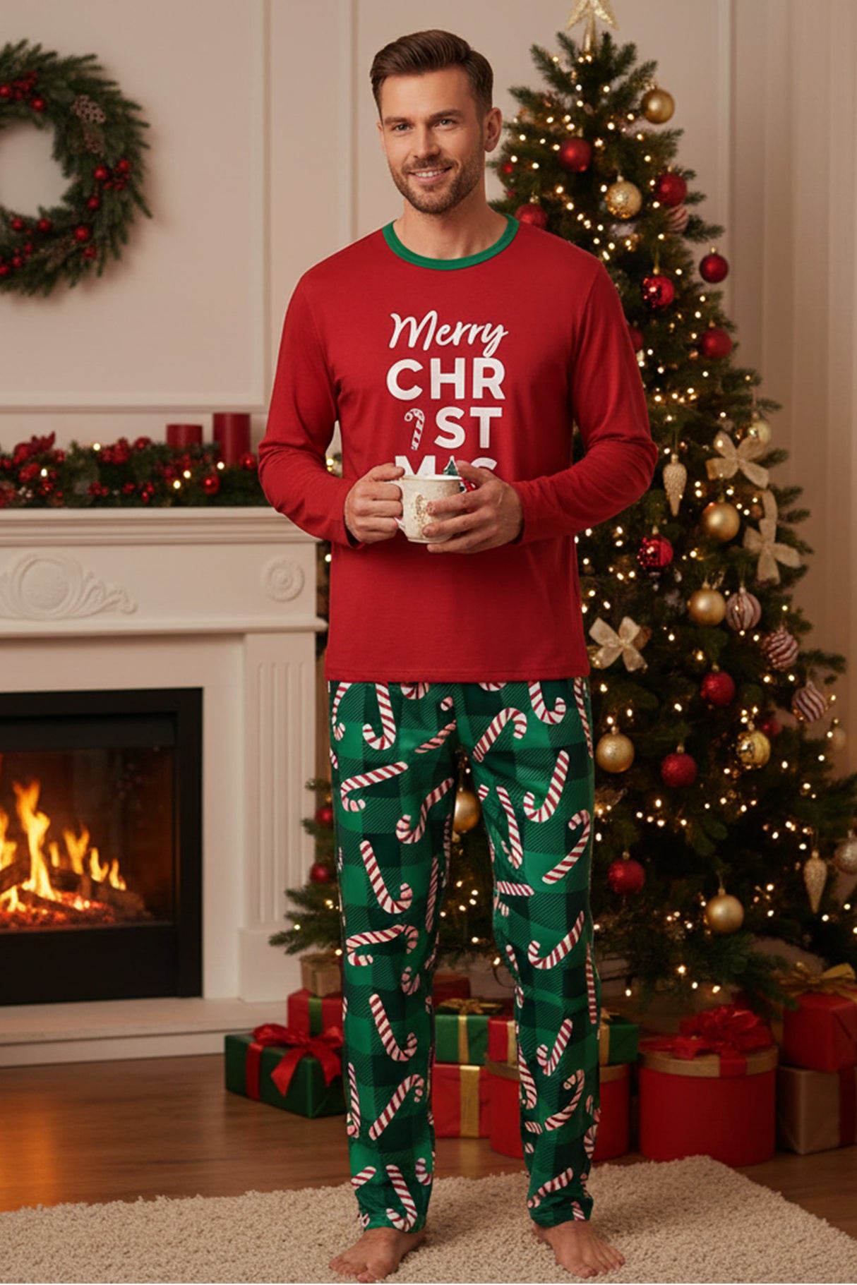 Christmas Letter Prints Family Pajama Sets