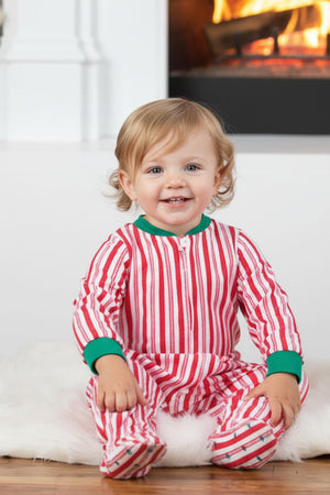 Christmas Pink Striped Family Pajama Sets