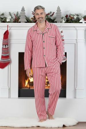 Christmas Pink Striped Family Pajama Sets