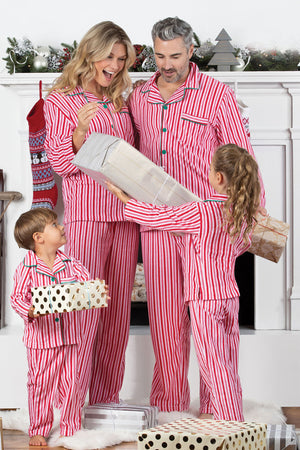 Christmas Pink Striped Family Pajama Sets