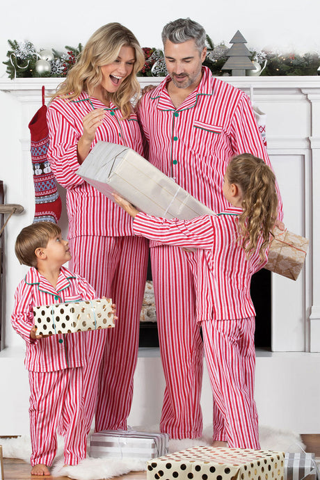 Christmas Pink Striped Family Pajama Sets